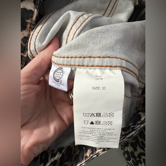 New Ganni Leopard Print Side Zip Denim Jacket Women's Size XXS - Picture 9 of 11